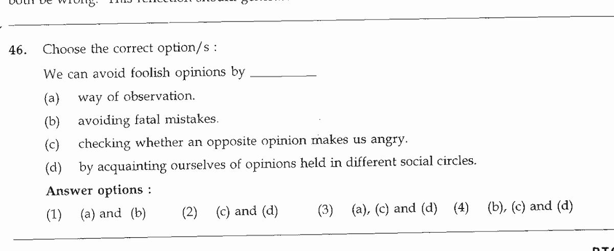 Question diagram — the numbered options below refer to the choices shown here